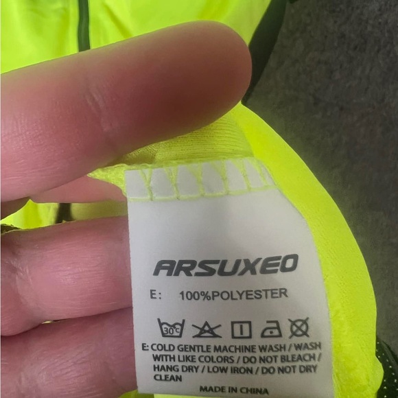 Arsuxeo Cycling Jersey Adult Large Yellow Black High Visibility Full Zip - Picture 8 of 9